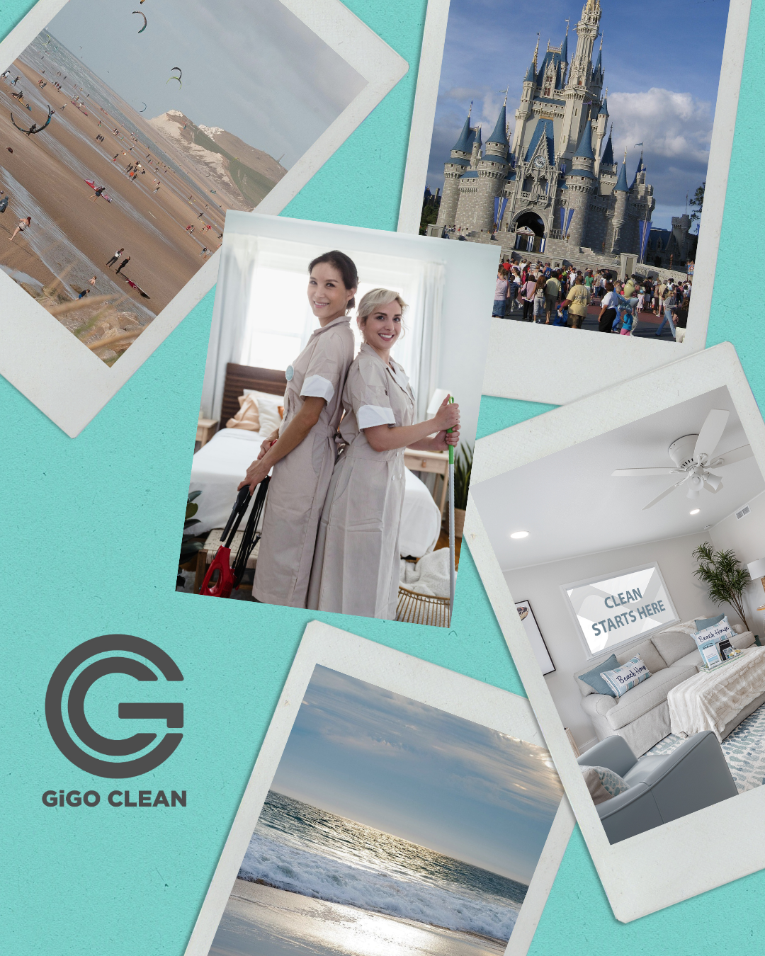 GiGO Clean professional cleaners with clean home, vacation destinations, and relaxing lifestyle.
