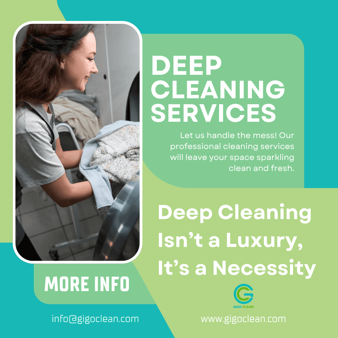 Professional cleaner loading towels into washer, promoting quarterly deep cleaning for a fresher, healthier home.