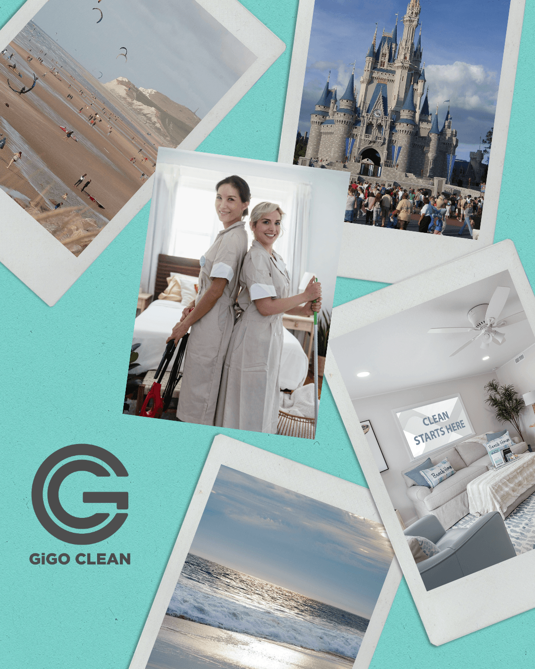 GiGO Clean professional cleaners with clean home, vacation destinations, and relaxing lifestyle.